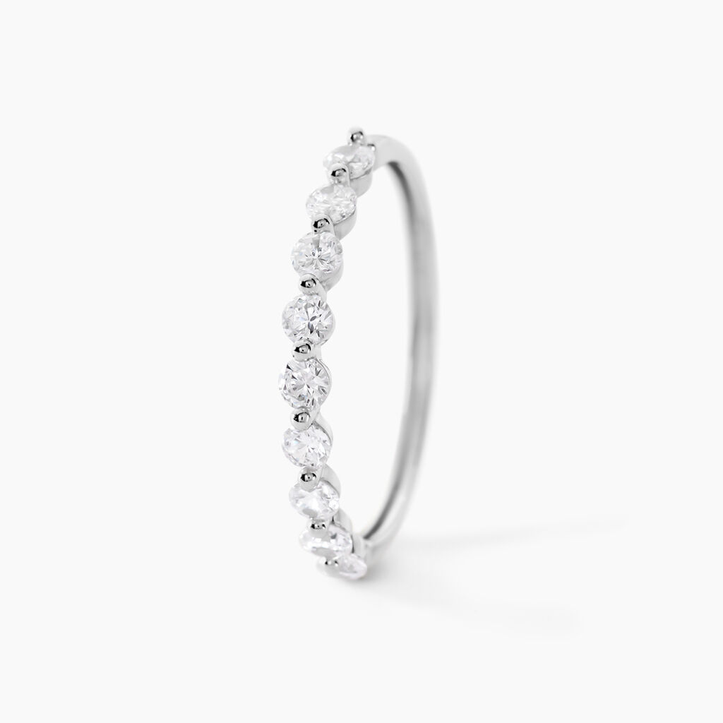 Demi Alliance Or Blanc Eclat D'etoile Oxyde De Zirconium - Bagues avec pierre Femme | Histoire d’Or