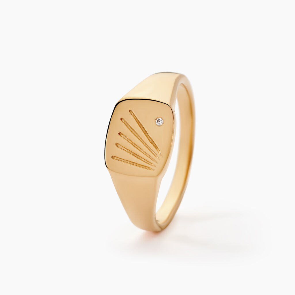 Chevali&egrave;re Plaqu&eacute; Or Khepri Oxyde De Zirconium - Bagues solitaires Homme | Histoire d&rsquo;Or