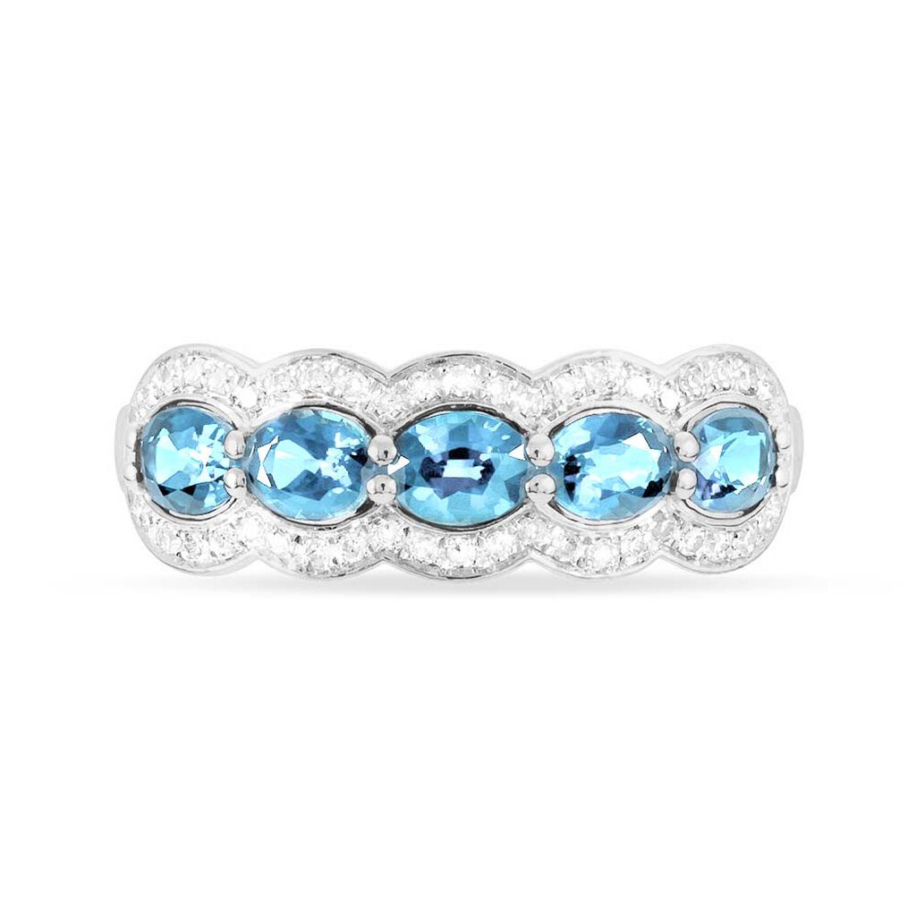 Bague Margaux Or Blanc Topaze Et Diamant - Bagues avec pierre Femme | Histoire d’Or