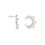 Boucles D'oreilles Puces Moon Argent Perle D'imitation Et Oxyde - Clous d'oreilles Femme | Histoire d&rsquo;Or