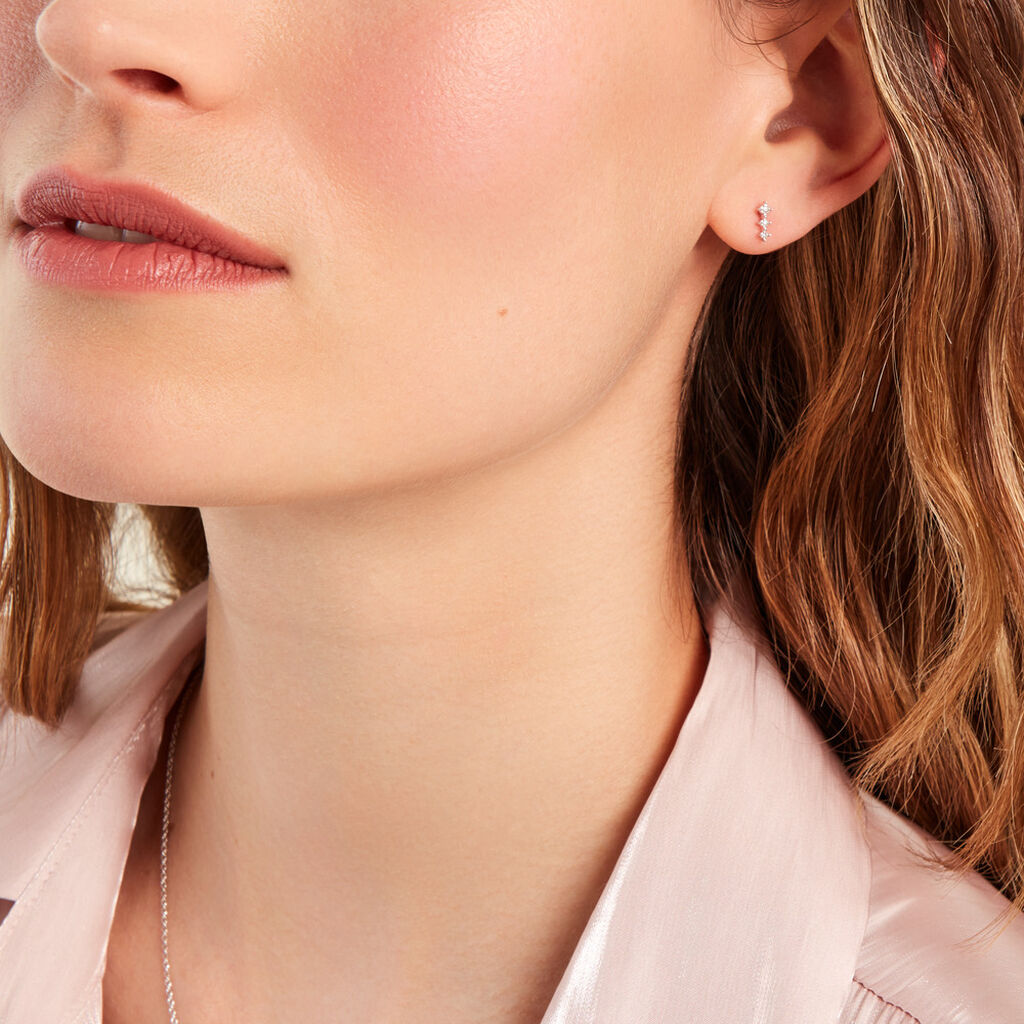 Boucles D'oreilles Puces Ganesha Or Blanc Diamant - Clous d'oreilles Femme | Histoire d’Or