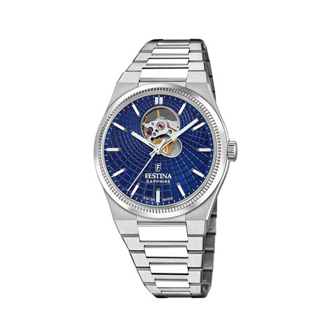 Montre Festina Swiss Made Automatic 40 Bleu - Montres suisses Homme | Histoire d&rsquo;Or