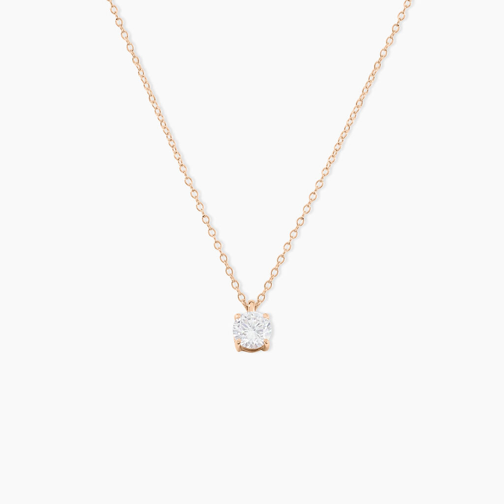 Collier Solitaire Argent Rose Lylwenn Oxyde De Zirconium