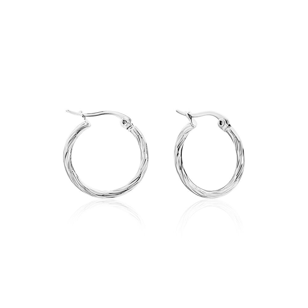 Créoles Esaias Acier Blanc - Boucles d'oreilles créoles Femme | Histoire d’Or