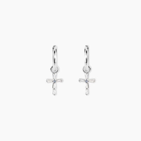 Cr&eacute;oles Christie Argent Blanc Oxyde De Zirconium - Boucles d'oreilles cr&eacute;oles Femme | Histoire d&rsquo;Or