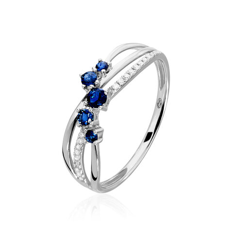 Bague Amarylis Or Blanc Saphir Diamant - Bagues avec pierre Femme | Histoire d’Or