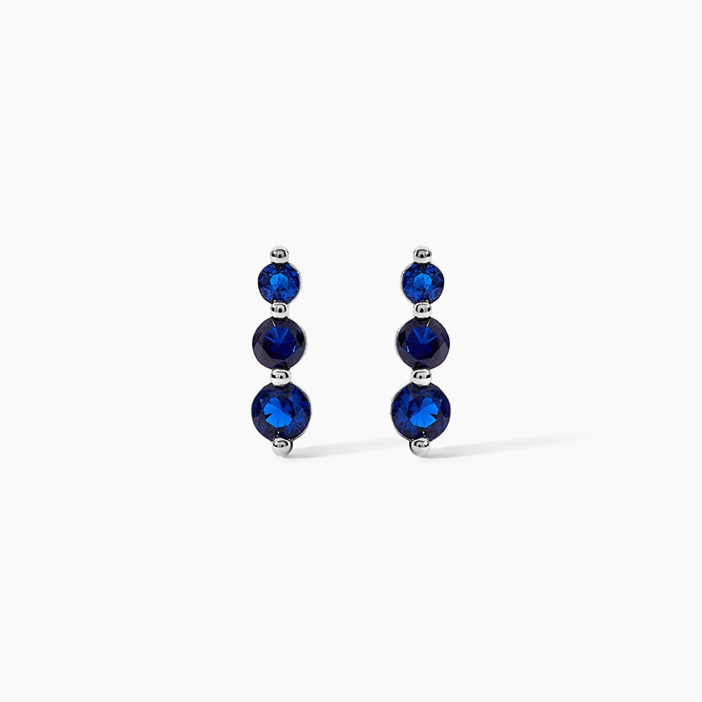 Boucles D'Oreilles Puces Emina Argent Blanc Pierre D'Imitation Perle D'Imitation - Boucles d'oreilles fantaisie Femme | Histoire d&rsquo;Or