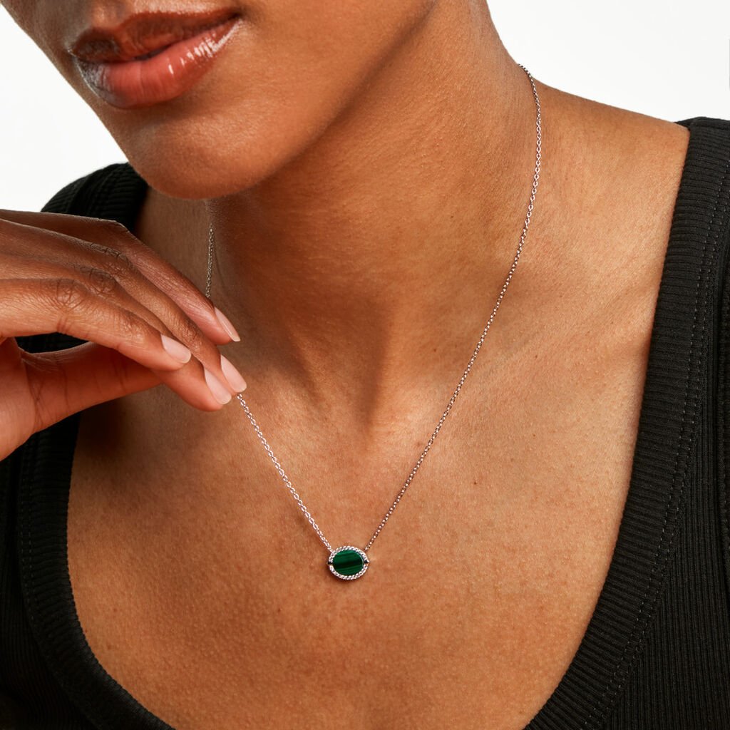 Collier Margot Argent Blanc Malachite Oxyde De Zirconium -  Femme | Histoire d&rsquo;Or