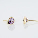 Boucles D'oreilles Puces Fassia Or Jaune Amethyste - Clous d'oreilles Femme | Histoire d&rsquo;Or