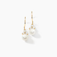 Boucles D'oreilles Pendantes Taissia Or Jaune Perle De Culture