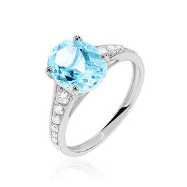 Bague Marie-camille Or Blanc Topaze Et Oxyde De Zirconium - Bagues solitaires Femme | Histoire d’Or