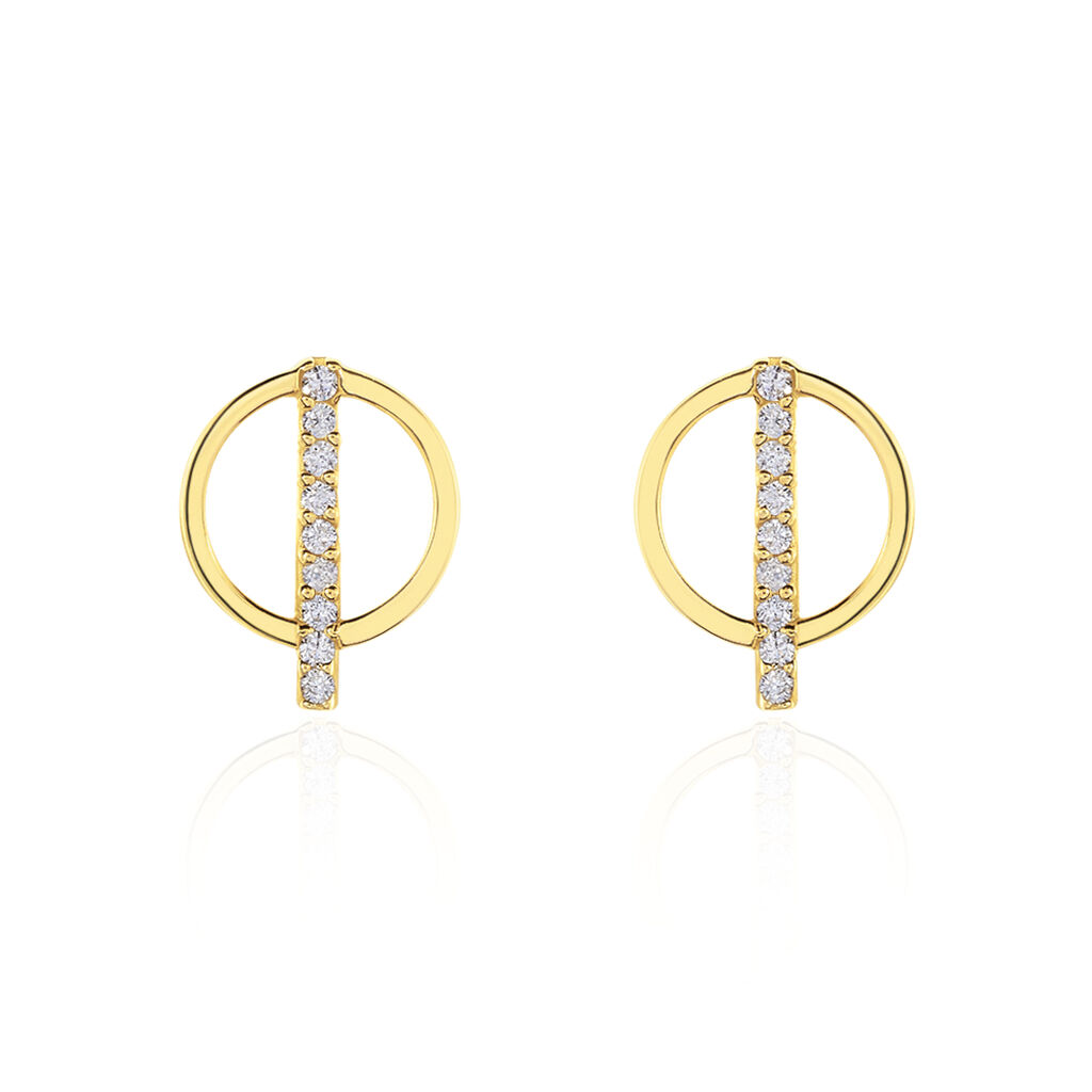 Boucles D'oreilles Pendantes Edmee Cercle Or Jaune Oxyde De Zirconium - Boucles d'oreilles pendantes Femme | Histoire d’Or