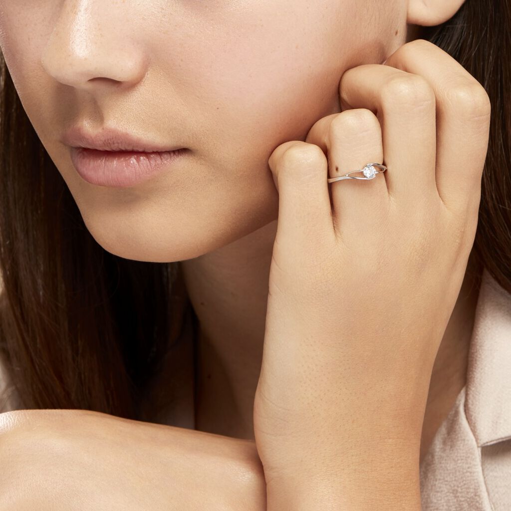 Bague Lysie Argent Blanc Oxyde De Zirconium - Bagues solitaires Femme | Histoire d’Or