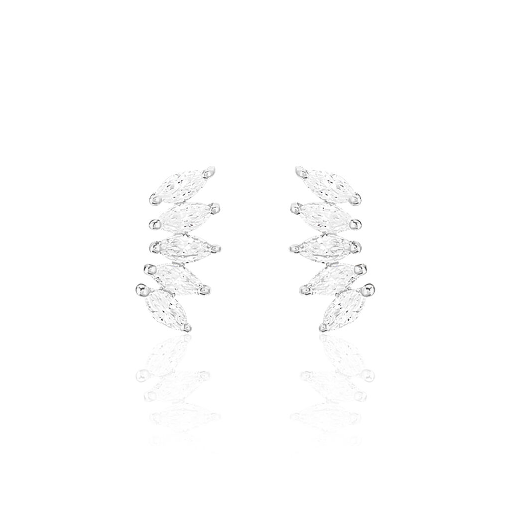 Bijoux D'oreilles Edma Or Blanc Oxyde De Zirconium - Ear cuffs Femme | Histoire d’Or