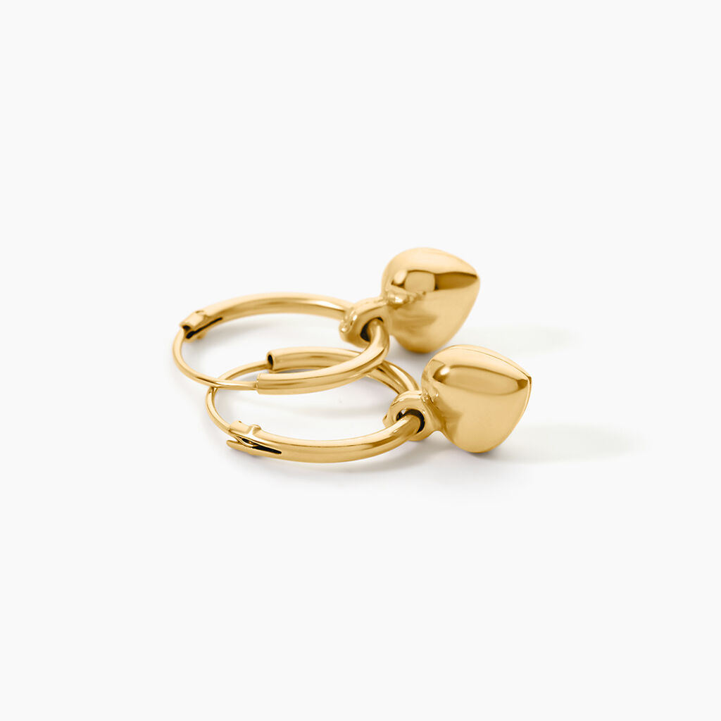 Cr&eacute;oles Big Love Argent Dor&eacute; A L'Or 750/1000 - Boucles d'oreilles cr&eacute;oles Femme | Histoire d&rsquo;Or