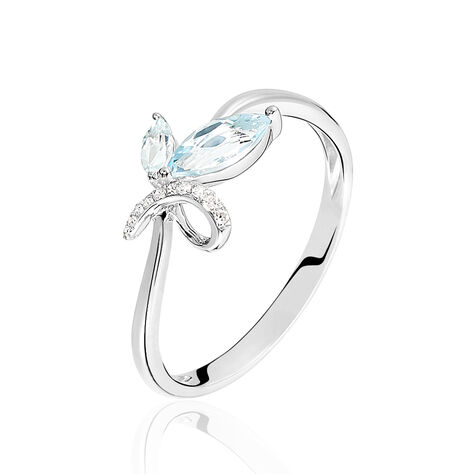 Bague Emmy Or Blanc Topaze Diamant - Bagues avec pierre Femme | Histoire d’Or
