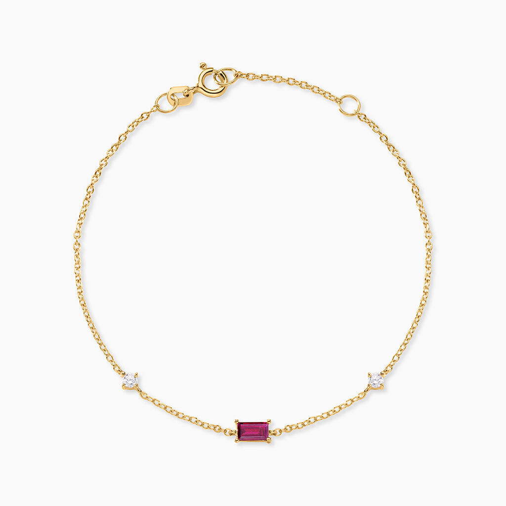 Bracelet Joaneder Argent Dor&eacute; A L'Or 750/1000 Rhodolite Oxyde De Zirconium - Bracelets Pierre Femme | Histoire d&rsquo;Or