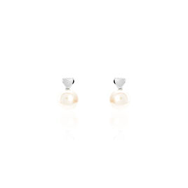 Boucles D'oreilles Pendantes Lorella Argent Blanc Perle De Culture - Boucles d'Oreilles Coeur Femme | Histoire d’Or