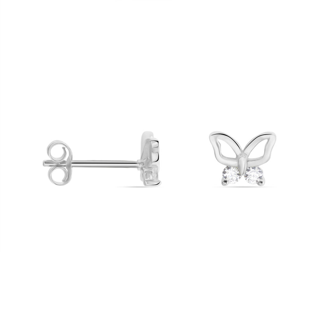Boucles D'oreilles Puces Cyprian Argent Blanc Oxyde - Boucles d'oreilles fantaisie Femme | Histoire d’Or