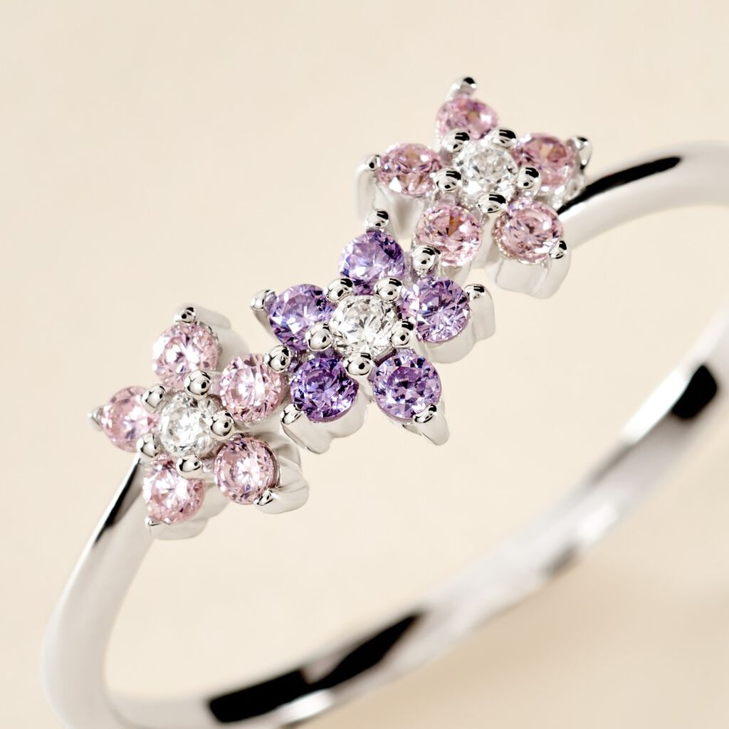 Bague Argent Purple Bloom Oxyde De Zirconium - Bagues avec pierre Femme | Histoire d’Or