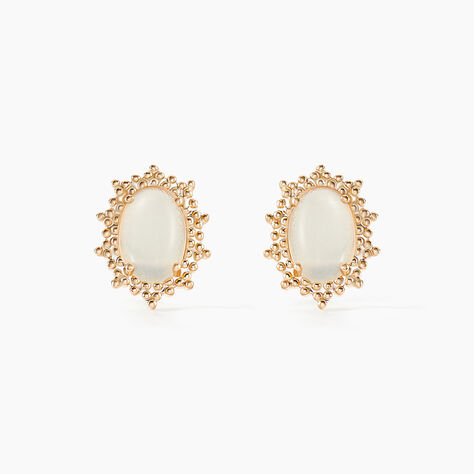 Boucles D'oreilles Puces Vintage Love Plaqué Or Jaune Pierre De Lune - Boucles d'oreilles fantaisie Femme | Histoire d’Or