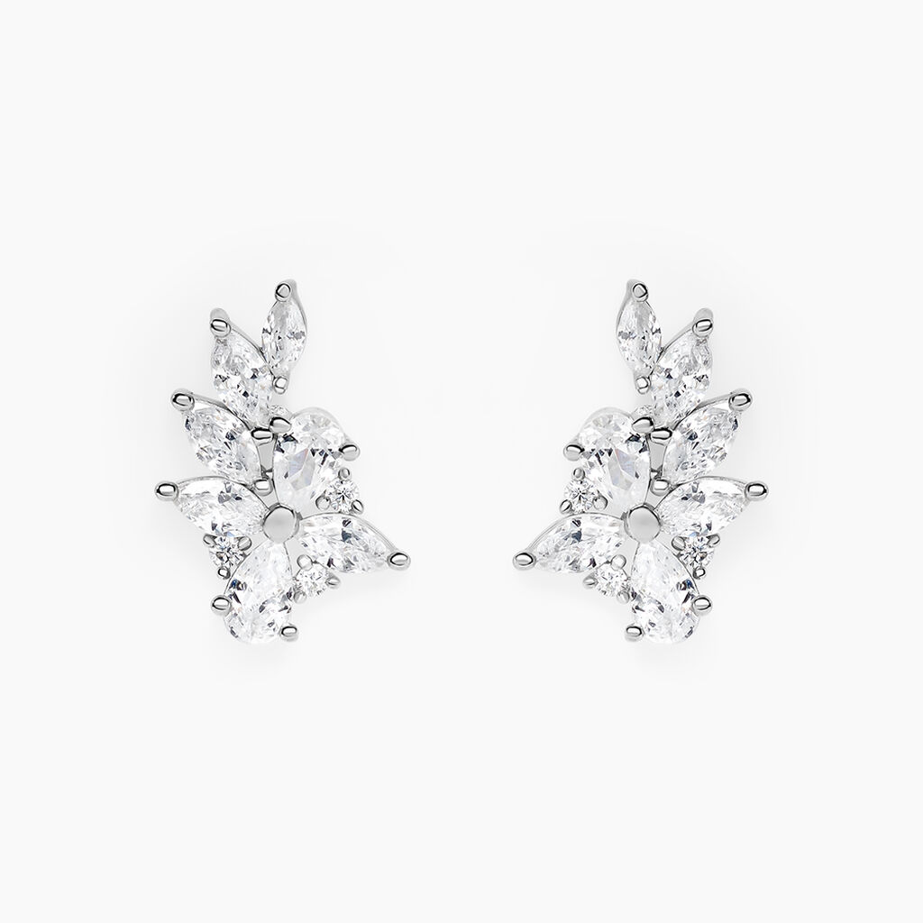 Boucles D'Oreilles Puces Glow Up Argent Blanc Oxyde De Zirconium - Boucles d'oreilles fantaisie Femme | Histoire d&rsquo;Or