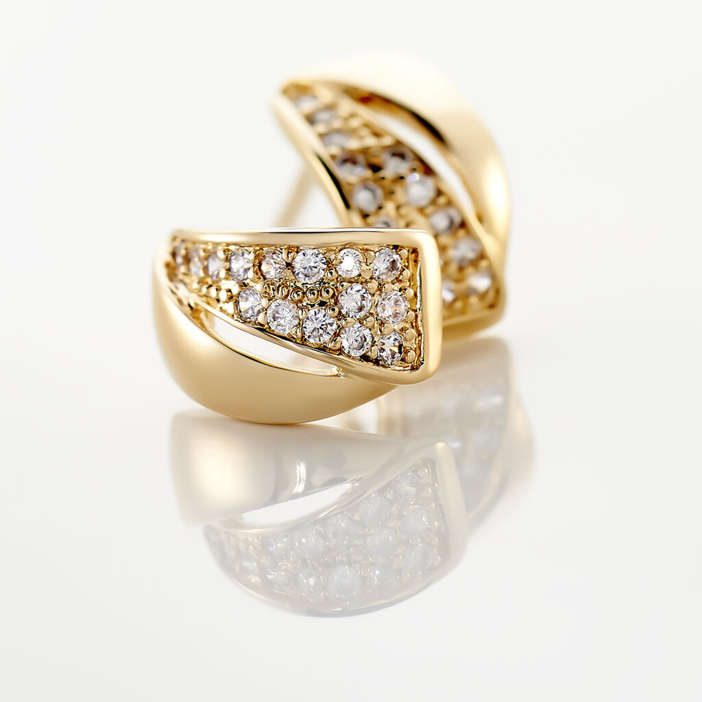 Boucles D'oreilles Puces Oliwia Plaqu&eacute; Or Jaune Oxyde De Zirconium - Boucles d'oreilles fantaisie Femme | Histoire d&rsquo;Or