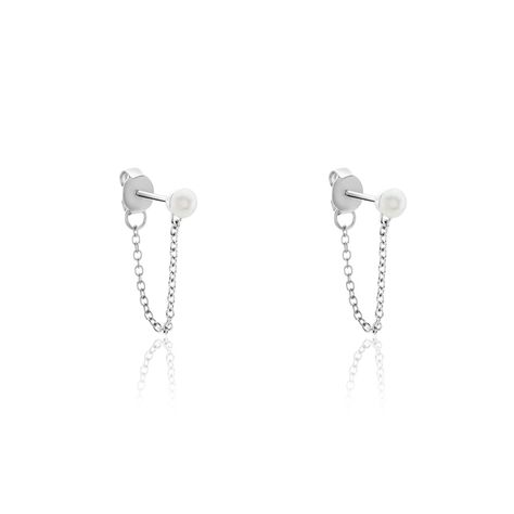 Boucles D'oreilles Pendantes Argent Blanc Leent Perles De Culture - Boucles d'oreilles fantaisie Femme | Histoire d’Or