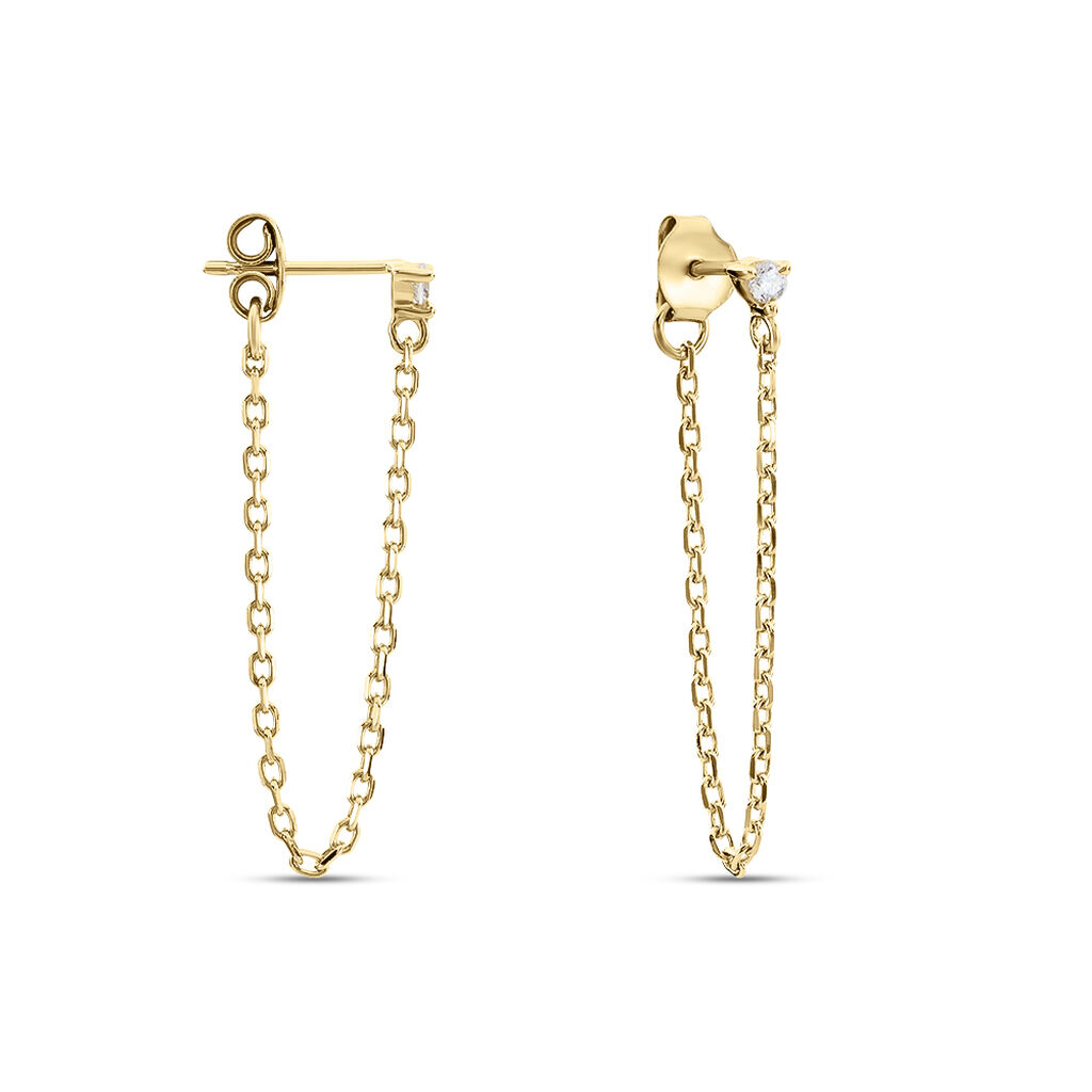 Boucles D'oreilles Pendantes Plaqué Or Lienard Oxydes De Zirconium - Boucles d'oreilles fantaisie Femme | Histoire d’Or