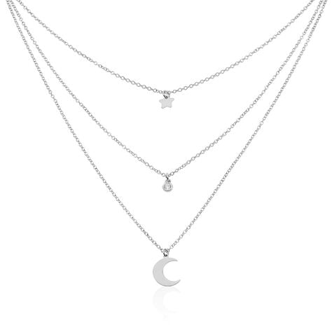 Collier Astre Argent Blanc Oxyde De Zirconium - Colliers doubles et triples cha&icirc;nes Femme | Histoire d&rsquo;Or