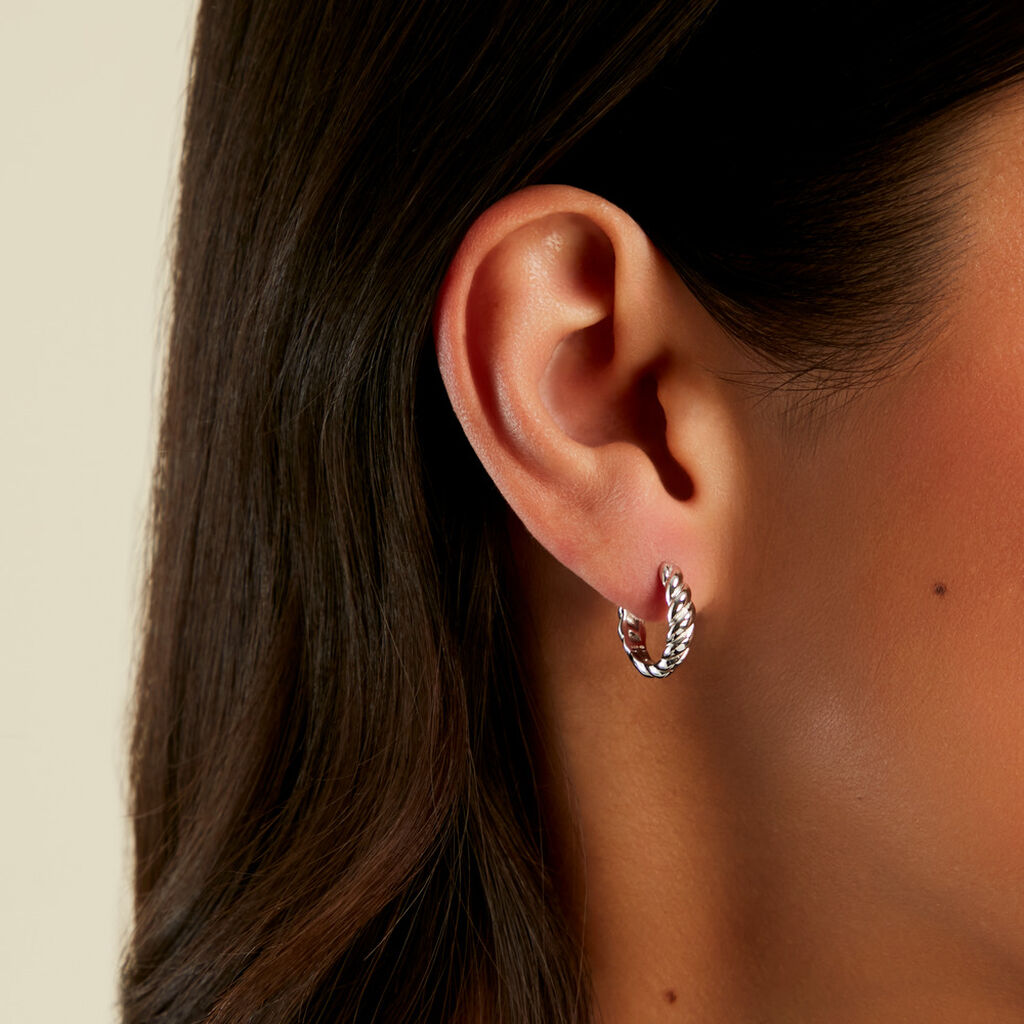 Cr&eacute;oles Bellinda Argent Blanc - Boucles d'oreilles cr&eacute;oles Femme | Histoire d&rsquo;Or
