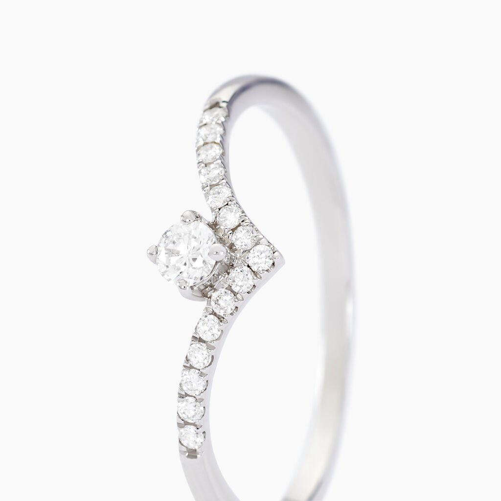 Bague Sirius Or Blanc Diamant Synth&eacute;tique - Bagues solitaires Femme | Histoire d&rsquo;Or