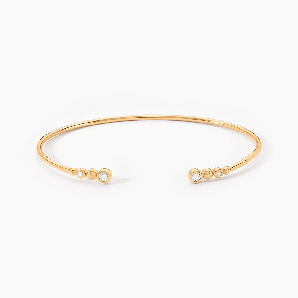 Bracelet Jonc Aura Plaque Or Jaune Oxyde De Zirconium - Bracelets joncs Femme | Histoire d&rsquo;Or