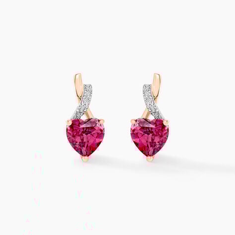 Boucles D'oreilles Puces Or Rose Clothilde Rhodolite - Clous d'oreilles Femme | Histoire d’Or