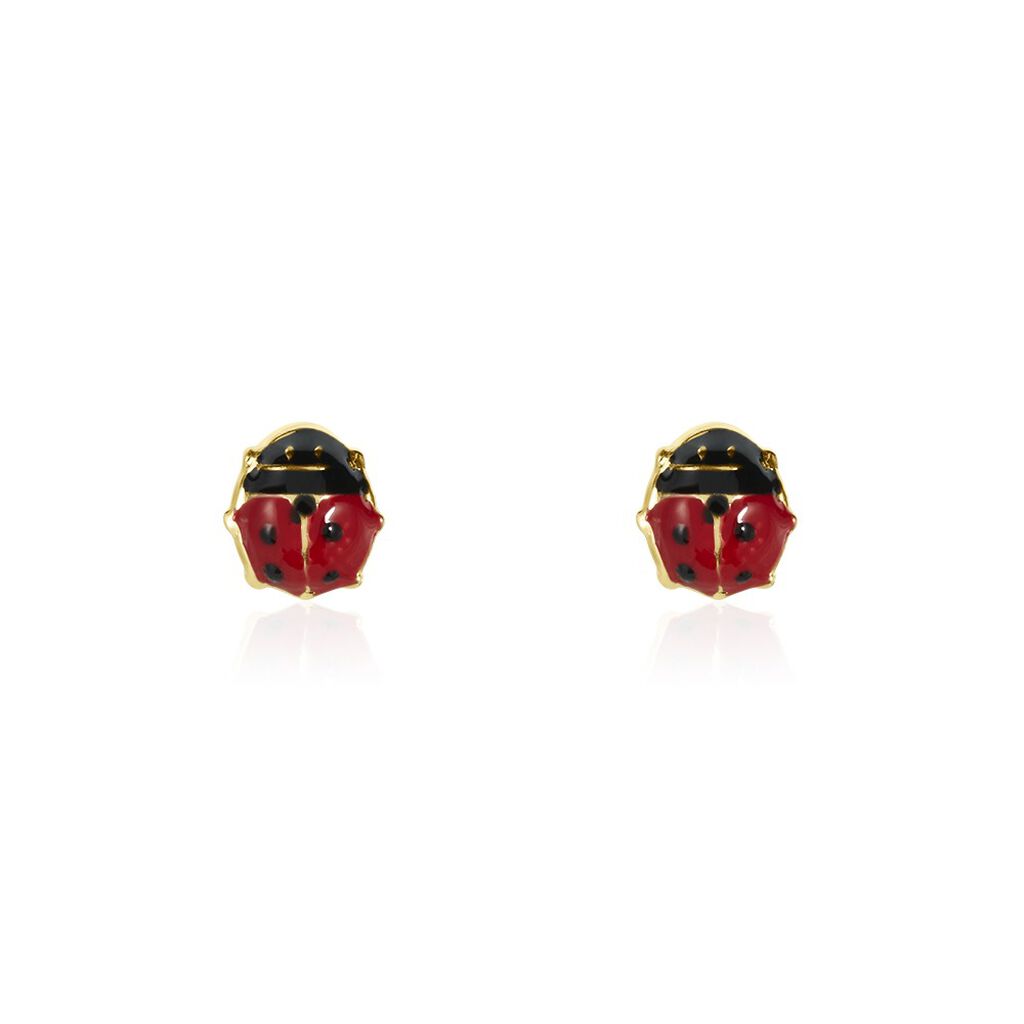 Boucles D'oreilles Puces Or Jaune Helidie Email - Clous d'oreilles Enfant | Histoire d’Or