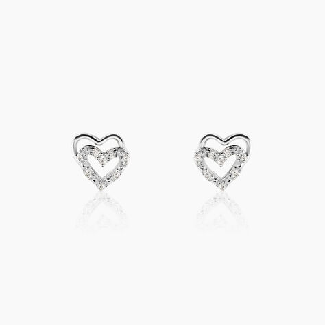 Boucles D'oreilles Puces Aoki Argent Blanc Oxyde De Zirconium - Boucles d'oreilles fantaisie Femme | Histoire d&rsquo;Or