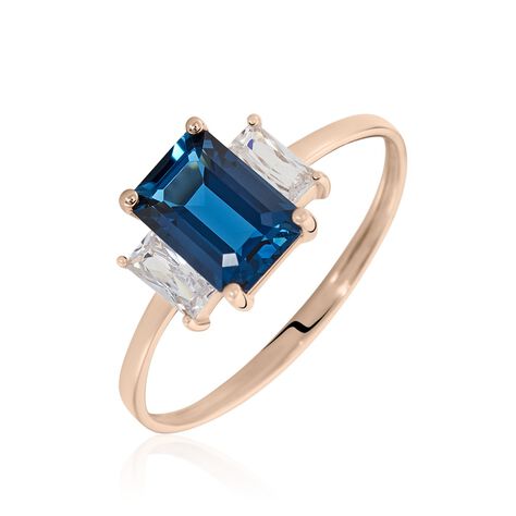 Bague Aimie Or Rose Topaze Et Oxyde De Zirconium - Bagues solitaires Femme | Histoire d’Or