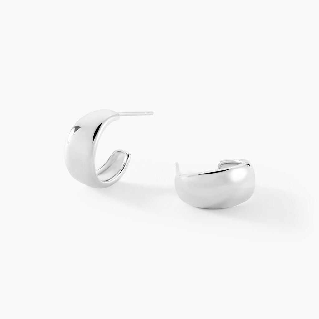 Cr&eacute;oles Two Argent Blanc - Boucles d'oreilles cr&eacute;oles Femme | Histoire d&rsquo;Or