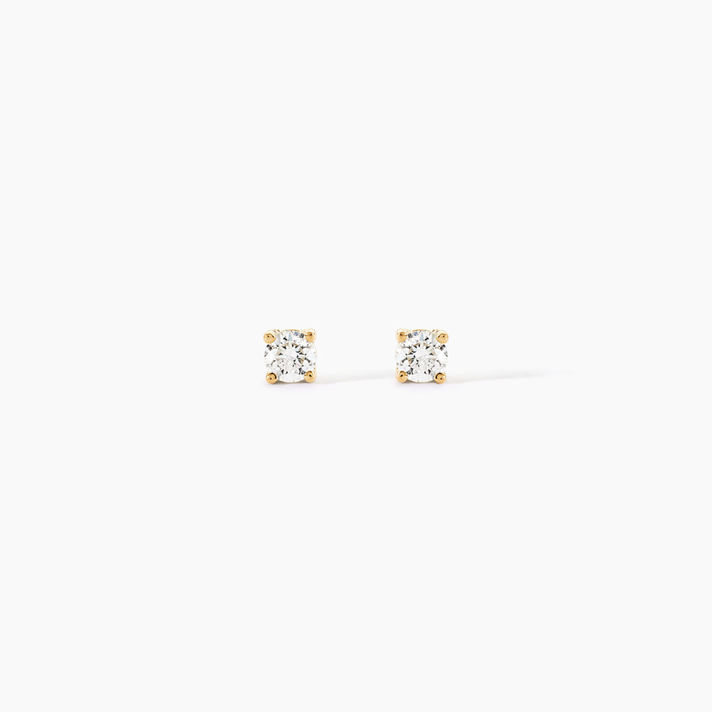 Boucles D'Oreilles Puces One Or Jaune Diamants - Boucles d'oreilles pierres pr&eacute;cieuses Femme | Histoire d&rsquo;Or