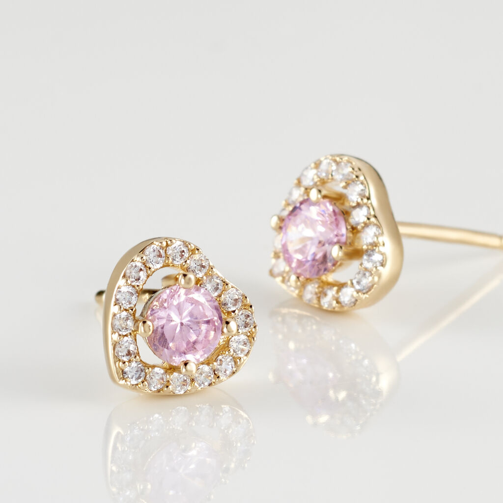 Boucles D'oreilles Puces Plaqué Or Jaune Alais Oxyde De Zirconium - Boucles d'oreilles fantaisie Femme | Histoire d’Or