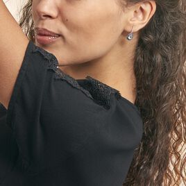 Boucles D'oreilles Puces Kenza Or Blanc Topaze Et Saphir Et Diamant - Boucles d'oreilles pendantes Femme | Histoire d’Or