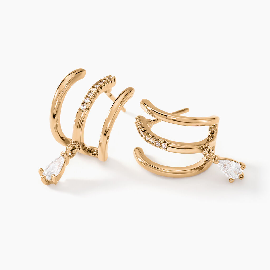 Boucles D'oreilles Pendantes Louelia Plaqué Or Doré Oxyde De Zirconium - Boucles d'oreilles fantaisie Femme | Histoire d’Or