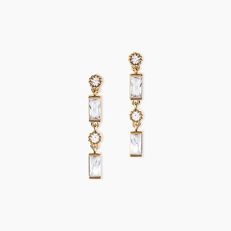 Boucles D'Oreilles Pendantes Estela Plaque Or Jaune Oxyde De Zirconium - Boucles d'oreilles fantaisie Femme | Histoire d&rsquo;Or