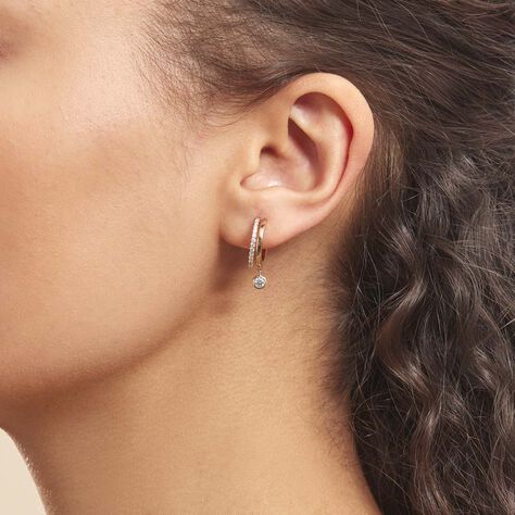 Créoles Plaqué Or Jaune Par Oxyde De Zirconium - Boucles d'oreilles créoles Femme | Histoire d’Or