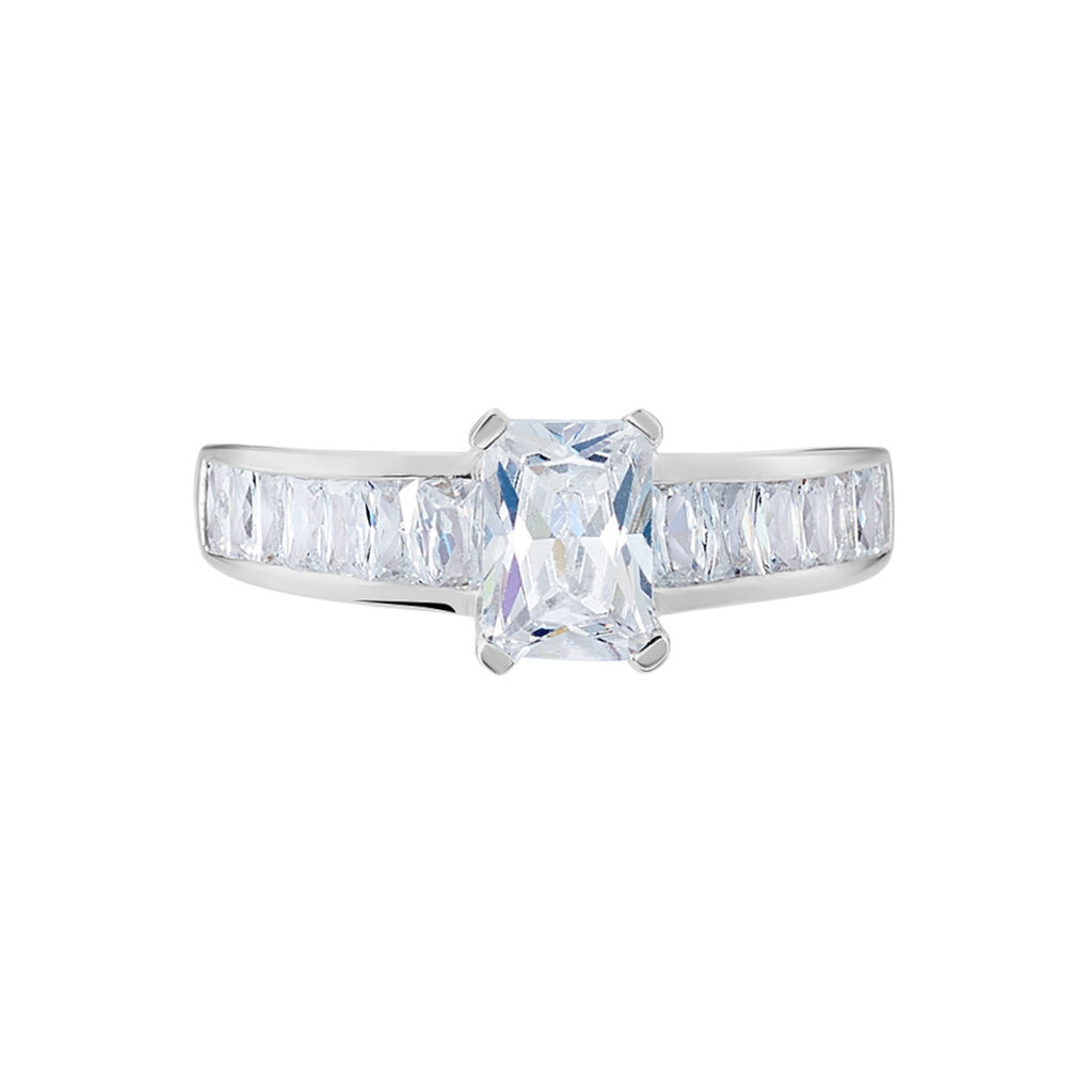 Bague Solitaire Aronn Argent Blanc Oxyde De Zirconium - Bagues solitaires Femme | Histoire d&rsquo;Or