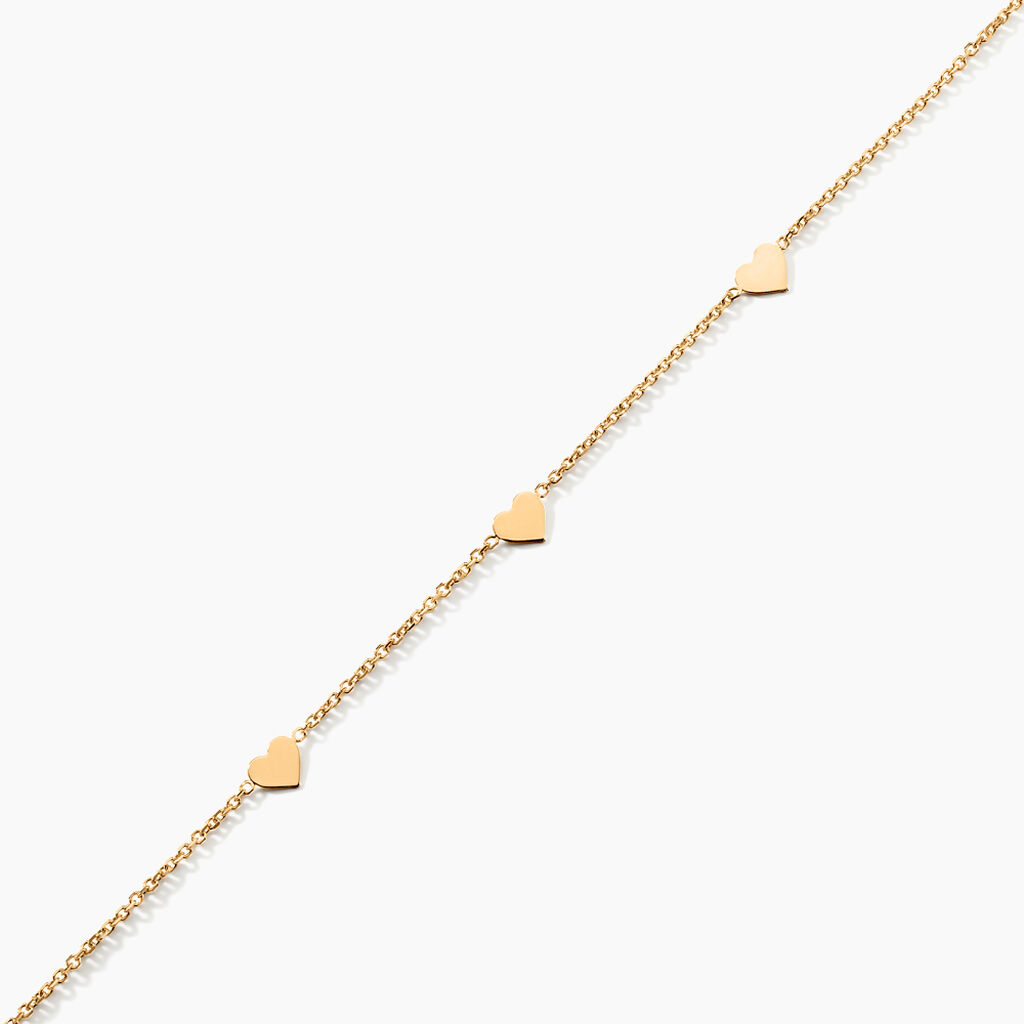Bracelet Femme Or Jaune Gold Filled 9 Carats - Longueur 24 Cm, Pendentif Cœur, Occasion