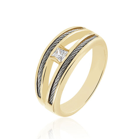 Bague Ylianna Laiton Bicolore Oxyde De Zirconium - Bagues solitaires Femme | Histoire d’Or