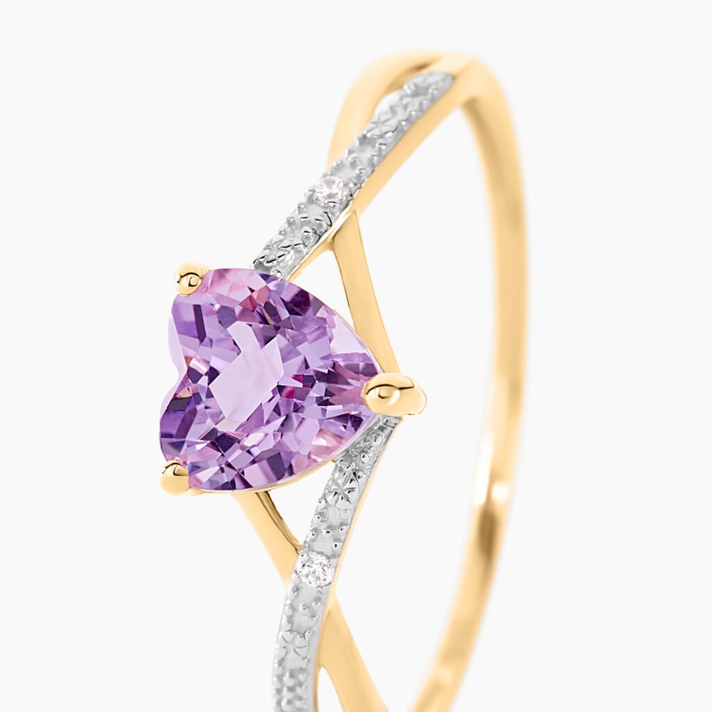 Bague Clothilde Or Jaune Amethyste Et Oxyde De Zirconium - Bagues solitaires Femme | Histoire d’Or