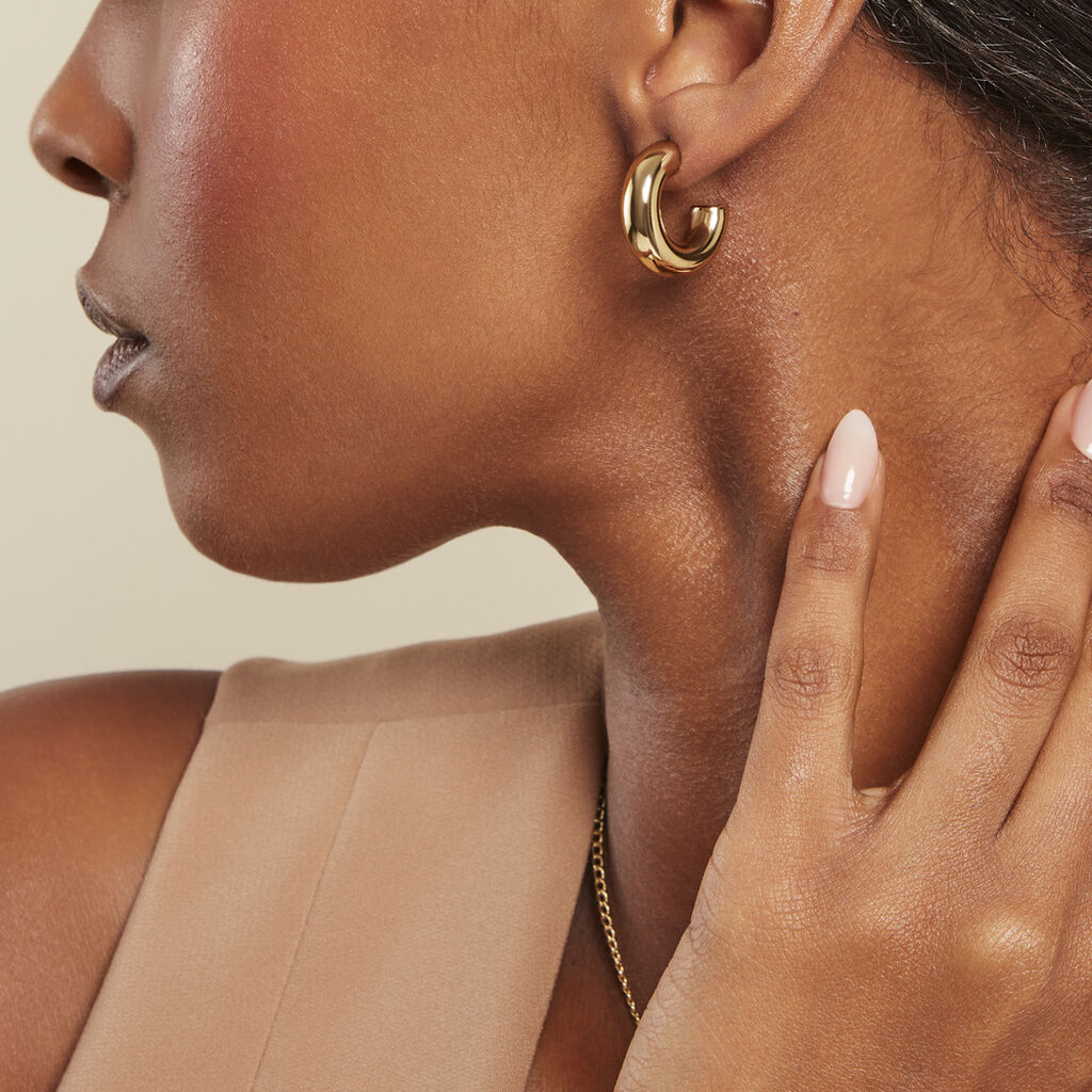 Créoles Adoree Acier Jaune - Boucles d'oreilles créoles Femme | Histoire d’Or