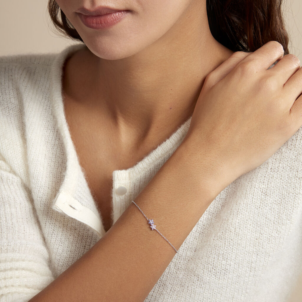 Bracelet Purple Bloom Argent Blanc Oxyde De Zirconium - Bracelets Femme | Histoire d’Or